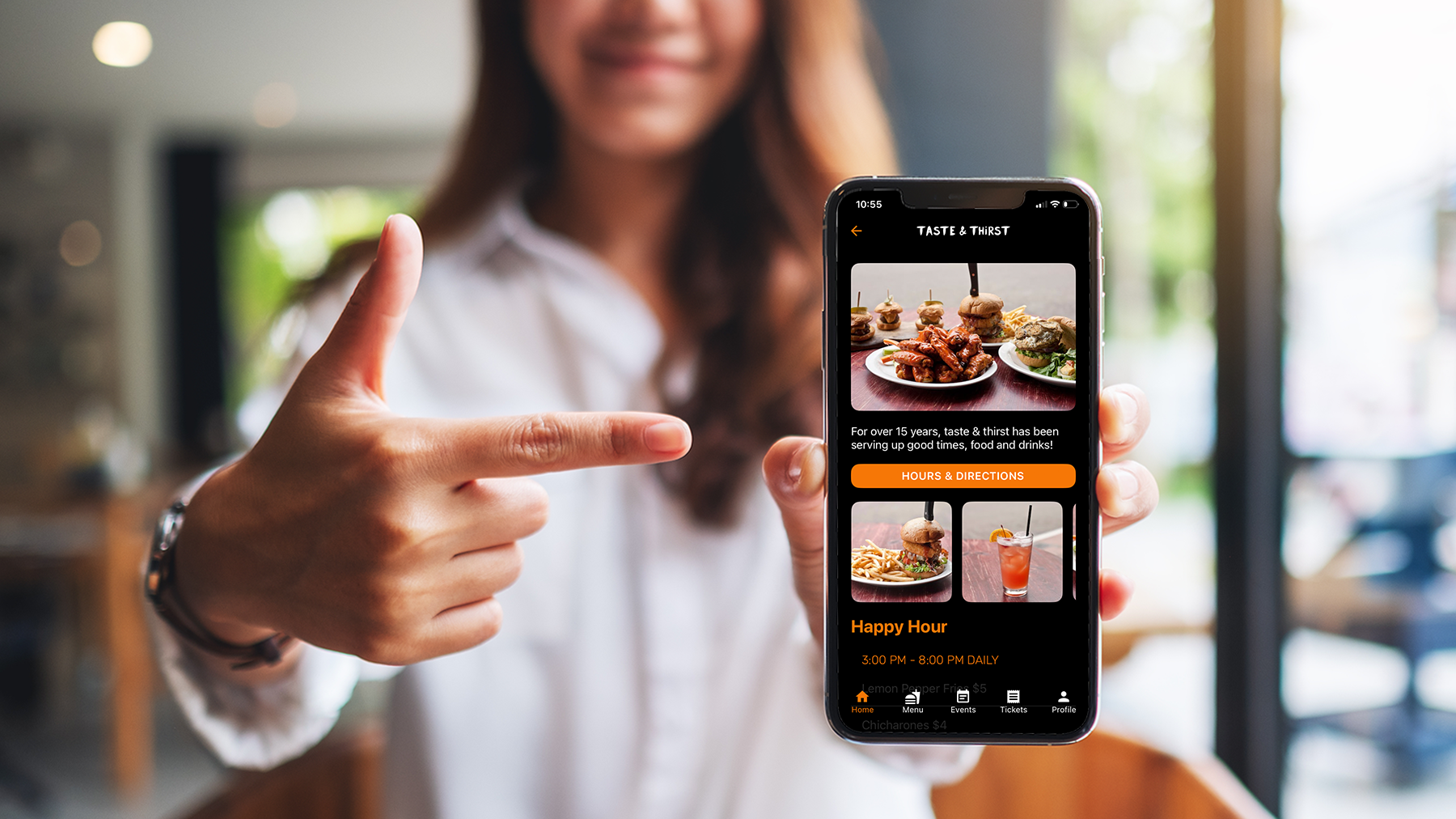 Taste and Thirst mobile app on a smartphone